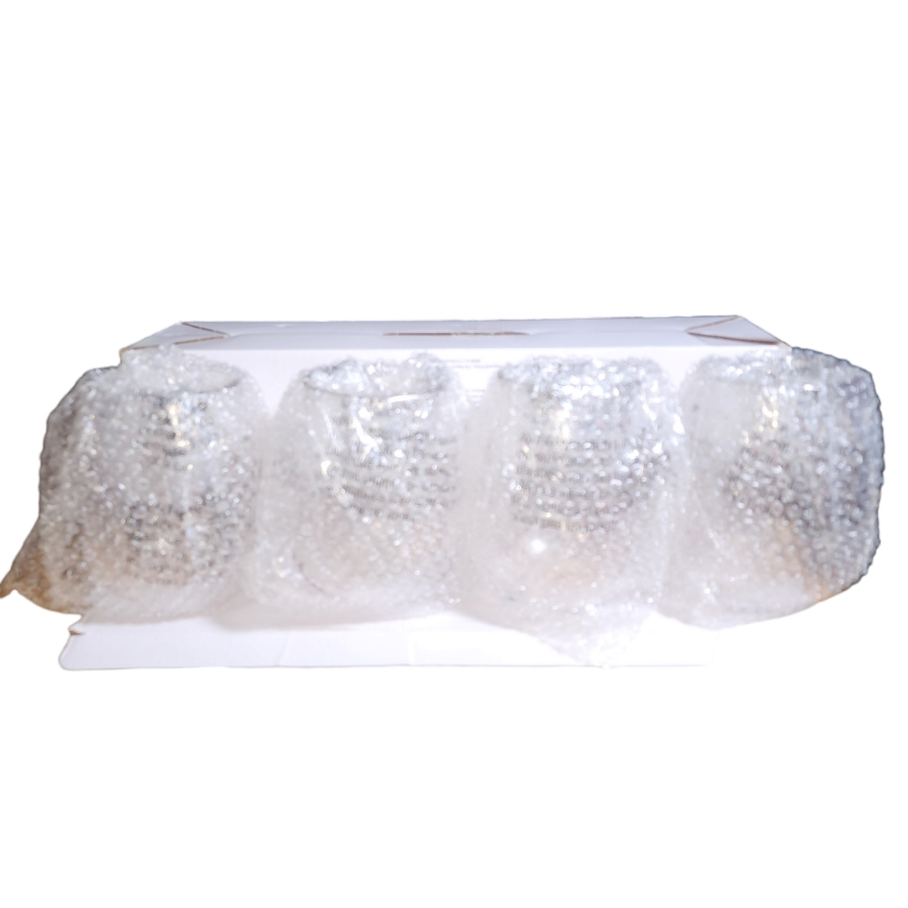 Ban.do NIB Set of Four Clear Pink Glitter Infused Acrylic Stemless Wine Glasses - Picture 6 of 10